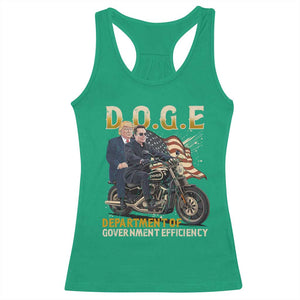 DOGE Department of Government Efficiency Racerback Tank Top Funny Trump Musk Cool Motorbike TS10 Irish Green Print Your Wear