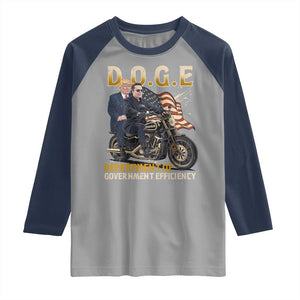 DOGE Department of Government Efficiency Raglan Shirt Funny Trump Musk Cool Motorbike TS10 Sport Gray Navy Print Your Wear