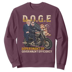 DOGE Department of Government Efficiency Sweatshirt Funny Trump Musk Cool Motorbike TS10 Maroon Print Your Wear