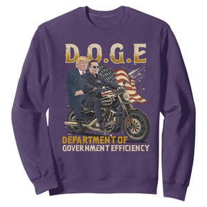 DOGE Department of Government Efficiency Sweatshirt Funny Trump Musk Cool Motorbike TS10 Purple Print Your Wear