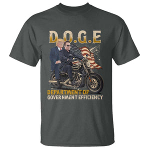 DOGE Department of Government Efficiency T Shirt Funny Trump Musk Cool Motorbike TS10 Dark Heather Print Your Wear