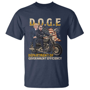DOGE Department of Government Efficiency T Shirt Funny Trump Musk Cool Motorbike TS10 Navy Print Your Wear