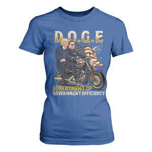 DOGE Department of Government Efficiency T Shirt For Women Funny Trump Musk Cool Motorbike TS10 Royal Blue Print Your Wear