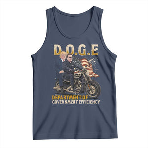 DOGE Department of Government Efficiency Tank Top Funny Trump Musk Cool Motorbike TS10 Navy Print Your Wear