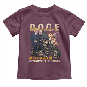 DOGE Department of Government Efficiency Toddler T Shirt Funny Trump Musk Cool Motorbike TS10 Maroon Print Your Wear