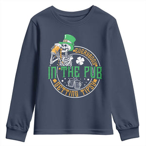 St Patricks Day Pub Youth Sweatshirt Everybody In The Pub Getting Tipsy TS10 Navy Print Your Wear