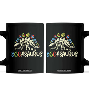 Easter Dinosaur Coffee Mug Kids Eggasaurus Easter Stegosaurus Dino Toddler Boys TS10 Black Print Your Wear