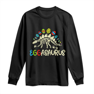 Easter Dinosaur Long Sleeve Shirt Kids Eggasaurus Easter Stegosaurus Dino Toddler Boys TS10 Black Print Your Wear