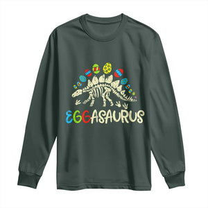 Easter Dinosaur Long Sleeve Shirt Kids Eggasaurus Easter Stegosaurus Dino Toddler Boys TS10 Dark Forest Green Print Your Wear
