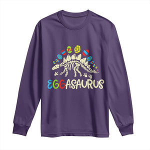 Easter Dinosaur Long Sleeve Shirt Kids Eggasaurus Easter Stegosaurus Dino Toddler Boys TS10 Purple Print Your Wear