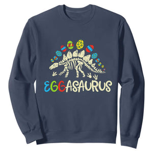 Easter Dinosaur Sweatshirt Kids Eggasaurus Easter Stegosaurus Dino Toddler Boys TS10 Navy Print Your Wear