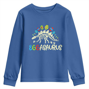 Easter Dinosaur Youth Sweatshirt Kids Eggasaurus Easter Stegosaurus Dino Toddler Boys TS10 Royal Blue Print Your Wear