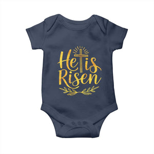 He Is Risen Baby Onesie Jesus Easter Religious Christians TS10 Navy Print Your Wear