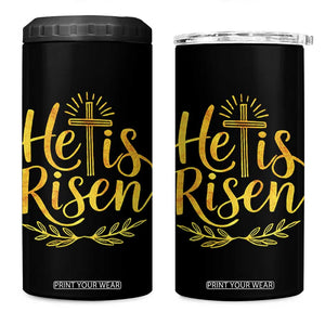 He Is Risen 4 in 1 Can Cooler Tumbler Jesus Easter Religious Christians TS10 One Size: 16 oz Black Print Your Wear