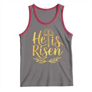 He Is Risen Tank Top Jesus Easter Religious Christians TS10 Deep Heather Red Print Your Wear