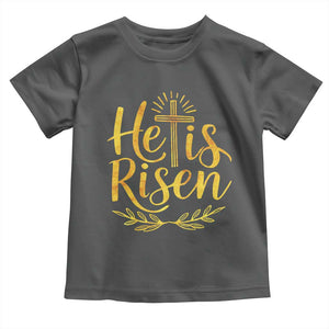 He Is Risen Toddler T Shirt Jesus Easter Religious Christians TS10 Dark Heather Print Your Wear