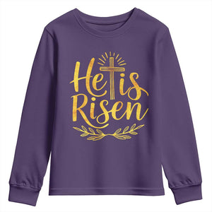 He Is Risen Youth Sweatshirt Jesus Easter Religious Christians TS10 Purple Print Your Wear