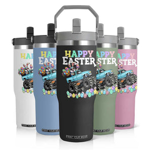 Boys Happy Easter Bunny Monster Truck Flip Straw Tumbler Eggs Cool Rabbit Car Lovers Toddler TS10 Print Your Wear