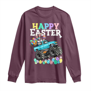 Boys Happy Easter Bunny Monster Truck Long Sleeve Shirt Eggs Cool Rabbit Car Lovers Toddler TS10 Maroon Print Your Wear