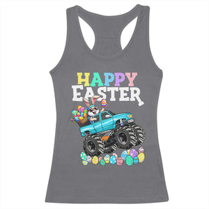 Boys Happy Easter Bunny Monster Truck Racerback Tank Top Eggs Cool Rabbit Car Lovers Toddler TS10 Charcoal Print Your Wear
