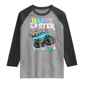 Boys Happy Easter Bunny Monster Truck Raglan Shirt Eggs Cool Rabbit Car Lovers Toddler TS10 Sport Gray Black Print Your Wear