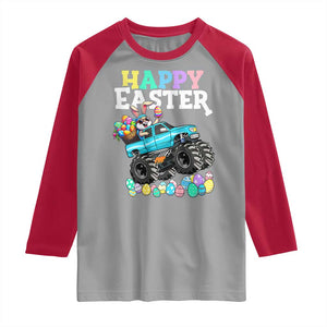 Boys Happy Easter Bunny Monster Truck Raglan Shirt Eggs Cool Rabbit Car Lovers Toddler TS10 Sport Gray Red Print Your Wear