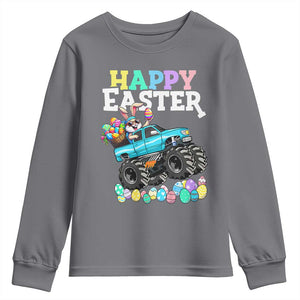 Boys Happy Easter Bunny Monster Truck Youth Sweatshirt Eggs Cool Rabbit Car Lovers Toddler TS10 Charcoal Print Your Wear