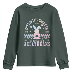 Cottontail Candy Company Easter Youth Sweatshirt Carrot Bunny Rabbit Family Matching TS10 Dark Forest Green Print Your Wear