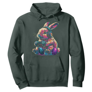 Gamer Rabbit Hoodie Cute Bunny Gaming Eggs Funny Video Games Easter TS10 Dark Forest Green Print Your Wear