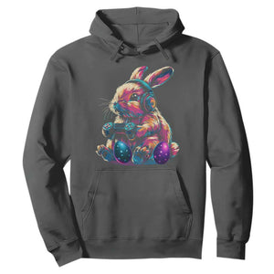 Gamer Rabbit Hoodie Cute Bunny Gaming Eggs Funny Video Games Easter TS10 Dark Heather Print Your Wear