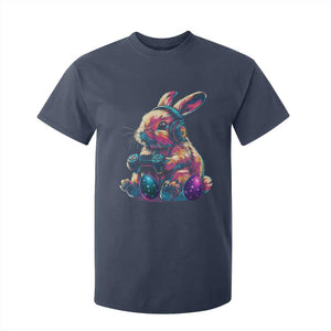 Gamer Rabbit T Shirt For Kid Cute Bunny Gaming Eggs Funny Video Games Easter TS10 Navy Print Your Wear