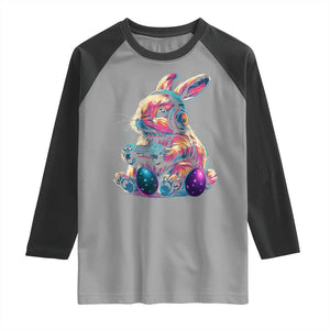 Gamer Rabbit Raglan Shirt Cute Bunny Gaming Eggs Funny Video Games Easter TS10 Sport Gray Black Print Your Wear