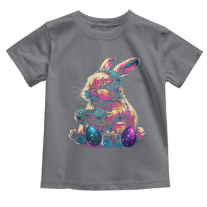 Gamer Rabbit Toddler T Shirt Cute Bunny Gaming Eggs Funny Video Games Easter TS10 Charcoal Print Your Wear