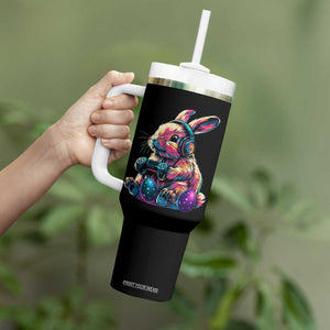 Gamer Rabbit Tumbler With Handle Cute Bunny Gaming Eggs Funny Video Games Easter TS10 Print Your Wear