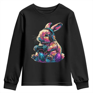 Gamer Rabbit Youth Sweatshirt Cute Bunny Gaming Eggs Funny Video Games Easter TS10 Black Print Your Wear