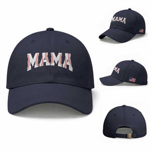 Baseball Mama Baseball Cap Retro Varsity Baseball Season Mom Raising Ballers TS10 Baseball Cap Universal Fit Navy Print Your Wear