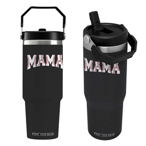 Baseball Mama Flip Straw Tumbler Retro Varsity Baseball Season Mom Raising Ballers TS10 One Size: 30 oz Black Print Your Wear