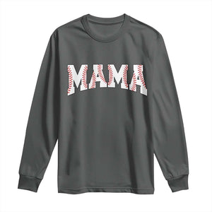 Baseball Mama Long Sleeve Shirt Retro Varsity Baseball Season Mom Raising Ballers TS10 Dark Heather Print Your Wear