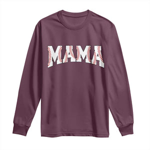 Baseball Mama Long Sleeve Shirt Retro Varsity Baseball Season Mom Raising Ballers TS10 Maroon Print Your Wear