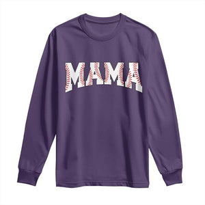 Baseball Mama Long Sleeve Shirt Retro Varsity Baseball Season Mom Raising Ballers TS10 Purple Print Your Wear