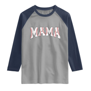 Baseball Mama Raglan Shirt Retro Varsity Baseball Season Mom Raising Ballers TS10 Sport Gray Navy Print Your Wear