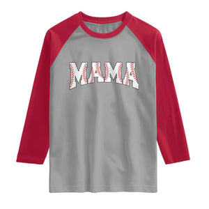 Baseball Mama Raglan Shirt Retro Varsity Baseball Season Mom Raising Ballers TS10 Sport Gray Red Print Your Wear