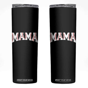 Baseball Mama Skinny Tumbler Retro Varsity Baseball Season Mom Raising Ballers TS10 Black Print Your Wear