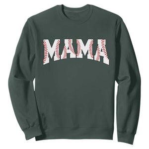 Baseball Mama Sweatshirt Retro Varsity Baseball Season Mom Raising Ballers TS10 Dark Forest Green Print Your Wear