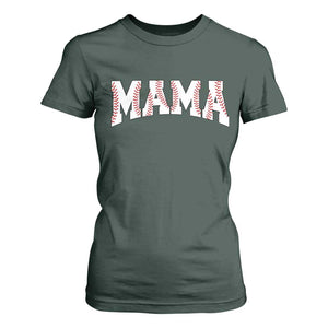 Baseball Mama T Shirt For Women Retro Varsity Baseball Season Mom Raising Ballers TS10 Dark Forest Green Print Your Wear