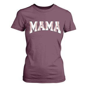 Baseball Mama T Shirt For Women Retro Varsity Baseball Season Mom Raising Ballers TS10 Maroon Print Your Wear