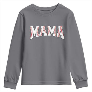 Baseball Mama Youth Sweatshirt Retro Varsity Baseball Season Mom Raising Ballers TS10 Charcoal Print Your Wear