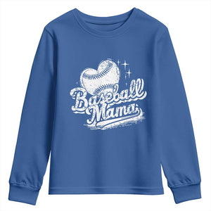 Baseball Mama Youth Sweatshirt Baseball Season Mom Raising Ballers TS10 Royal Blue Print Your Wear