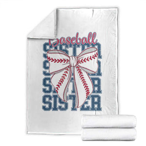 Baseball Sister Throw Blanket Coquette Bow Biggest Fan Sport Lovers Girl TS10 White Print Your Wear