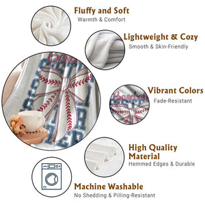 Baseball Sister Throw Blanket Coquette Bow Biggest Fan Sport Lovers Girl TS10 Print Your Wear